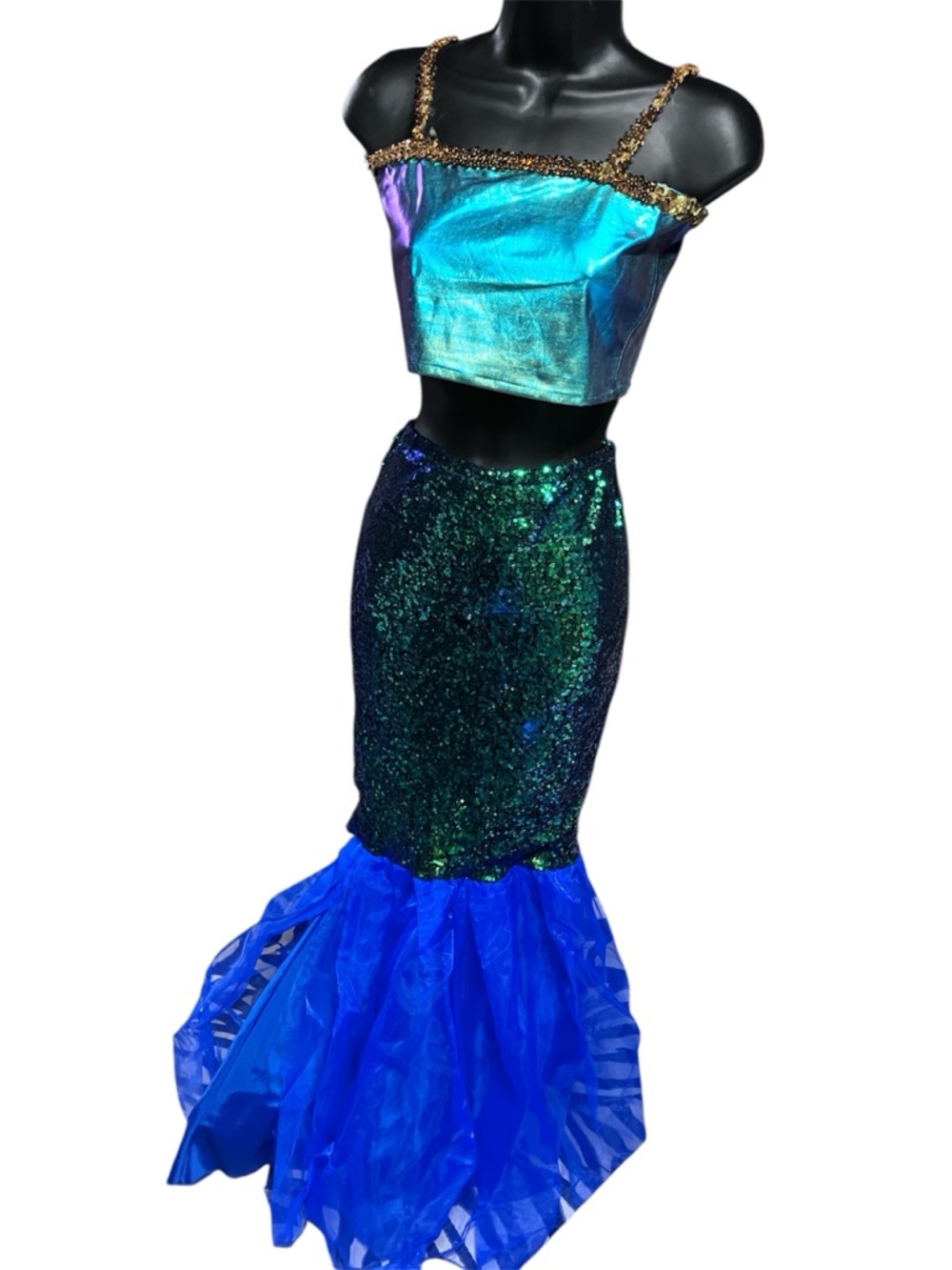 Iridescent Sea-Green Sequin Mermaid Skirt - Women